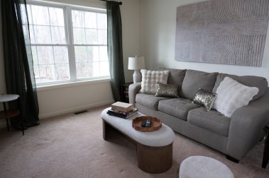 Living Room of a 3 Bedroom Unit in the Hidden Oak Community, a high-end townhouse community by Socha Companies in Manchester NH